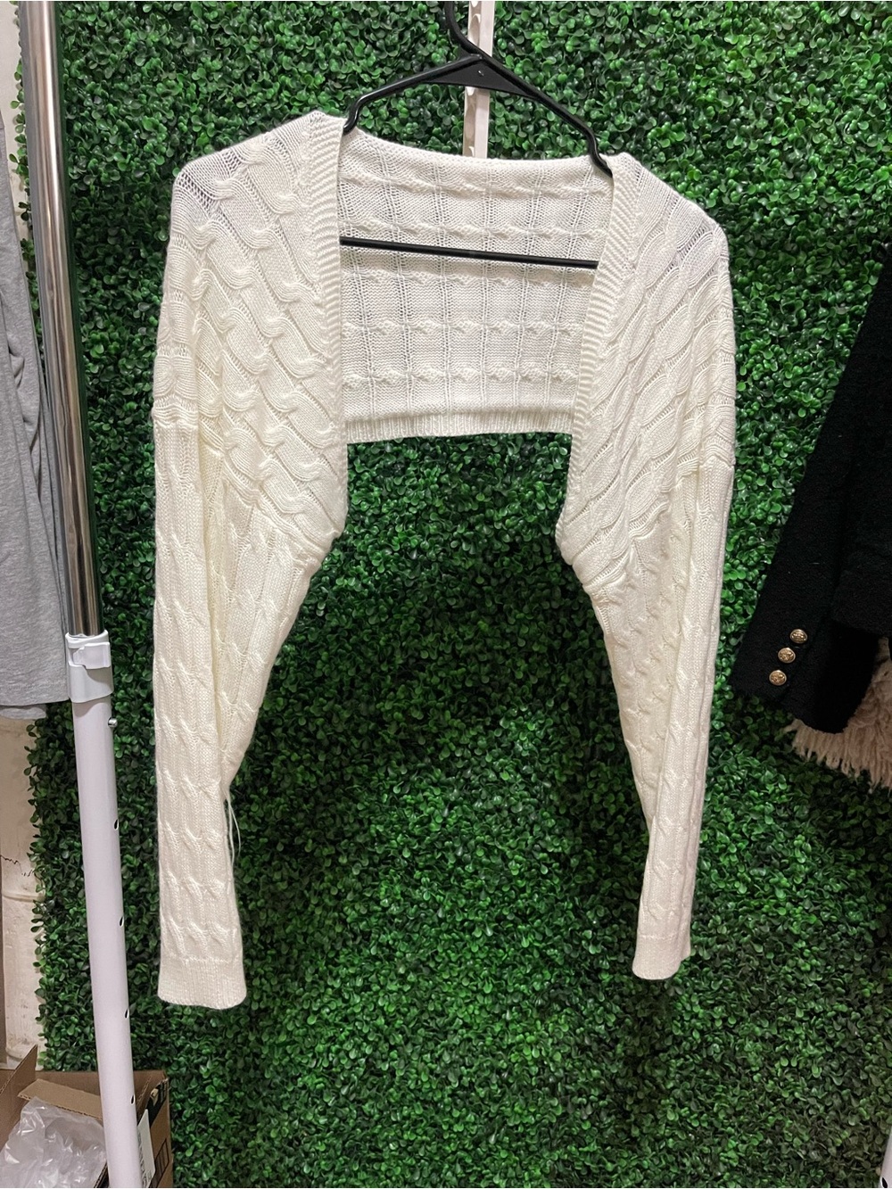 Cream Cable Knit Shrug Sweater
